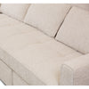 Close-up of the backrest alignment and upholstery seams on the cream Hedal sofa