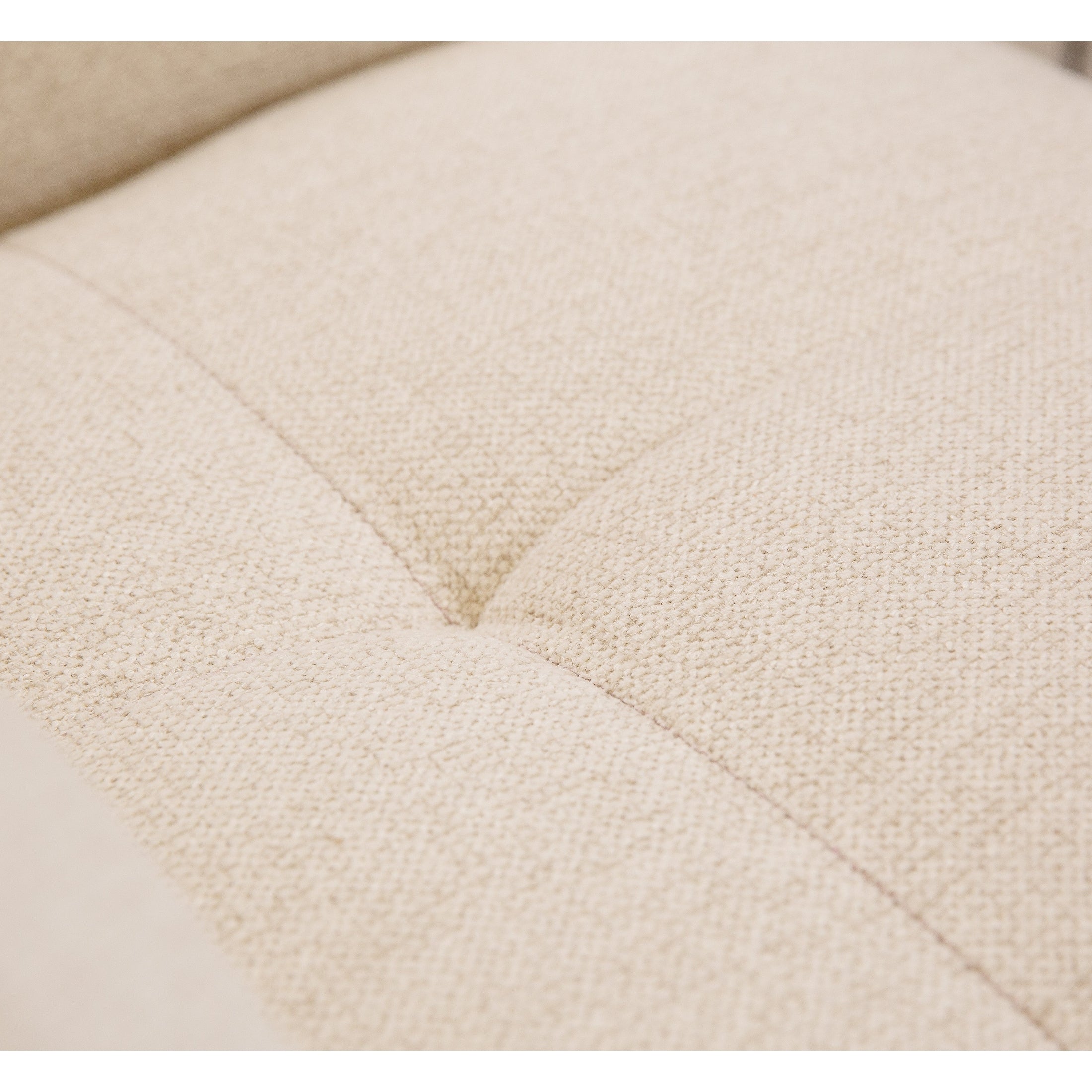 Front view of the Hedal Sofa Sectional Sleeper in cream textured fabric with matching throw pillows