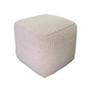 High-angled perspective highlighting the uniform chunky knit pattern and the square silhouette of the Highland floor pouf