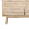 Macro shot highlighting the rhythmic horizontal textured pattern on the sideboard cabinet doors