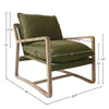 Huntington club chair in moss bouclé with dimensions