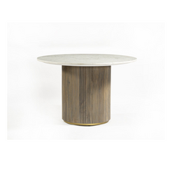 Silas Solid Wooden & Marble Round Dining Table