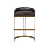 Hollyfield Black Leather | Antiqued Gold Metal | Bar Stool