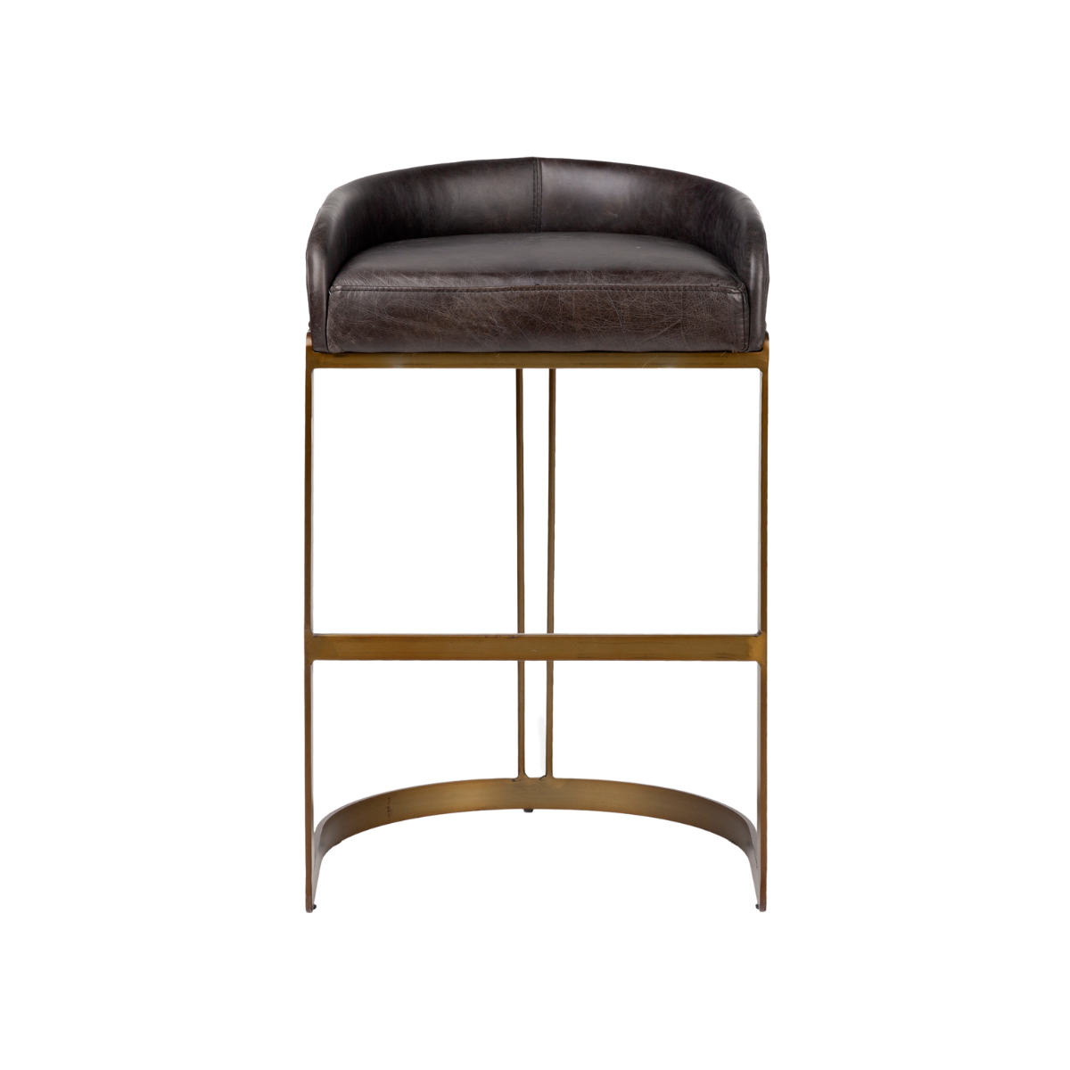 Hollyfield Leather | Gold Metal | Bar Stool