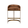 Hollyfield Brown Leather | Gold Metal | Counter Stool