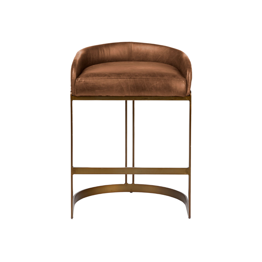 Hollyfield Leather | Gold Metal | Counter Stool