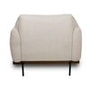 Direct back view showing the seamless upholstered back and the dark wood base frame