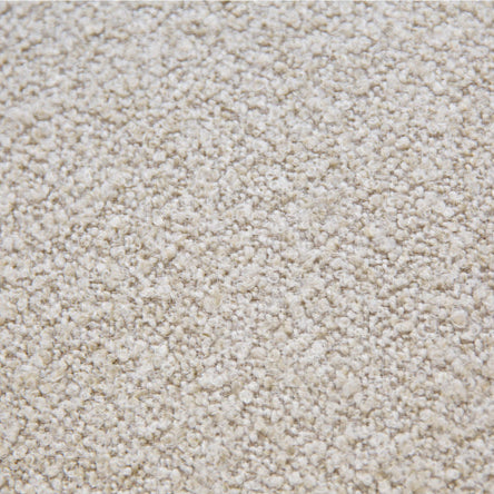 Close-up of beige boucle fabric texture upholstery used on the Idony sofa