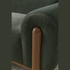 Macro texture view of the forest green velvet fabric on the Idun sofa