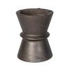 Profile view of industrial concrete accent table with center ring detail