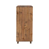 Side profile view emphasizing the deep storage capacity and the clean vertical lines of the reclaimed wood frame