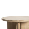 Close-up shot focusing on the vertical wood panel legs and the clean structural joinery of the base
