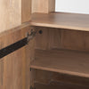 Detailed view of the heavy-duty internal metal hinges and smooth interior cabinet finish