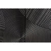 Macro shot focusing on the high-quality circular spiral carving and the tactile matte black finish of the cabinet doors