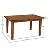 Technical diagram indicating the 30.4-inch height and adjustable 47 to 62-inch width of the reclaimed wood dining table