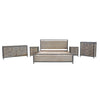 Studio group shot showcasing the 7-drawer dresser alongside the matching bed, nightstands, and vertical chest for a complete suite