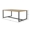 Product shot of the Irondale table with dimensional markers for height, width, and depth