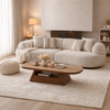 Isla 2-piece modular curved sofa in cream fabric styled in a cozy modern living room setting