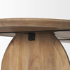 Close-up detail shot focusing on the high-quality wood joinery and discrete black hardware connecting the arched leg to the table