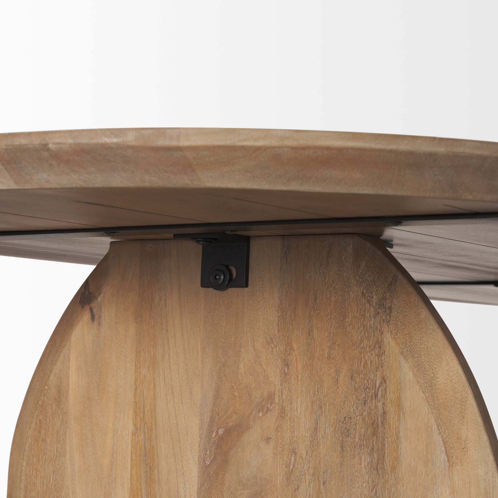 Straight-on side profile view highlighting the unique architectural arched leg design and slim oval tabletop