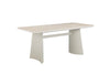 Itska ceramic dining table with travertine-look top and light grey sculptural legs, modern minimalist dining table for contemporary dining spaces