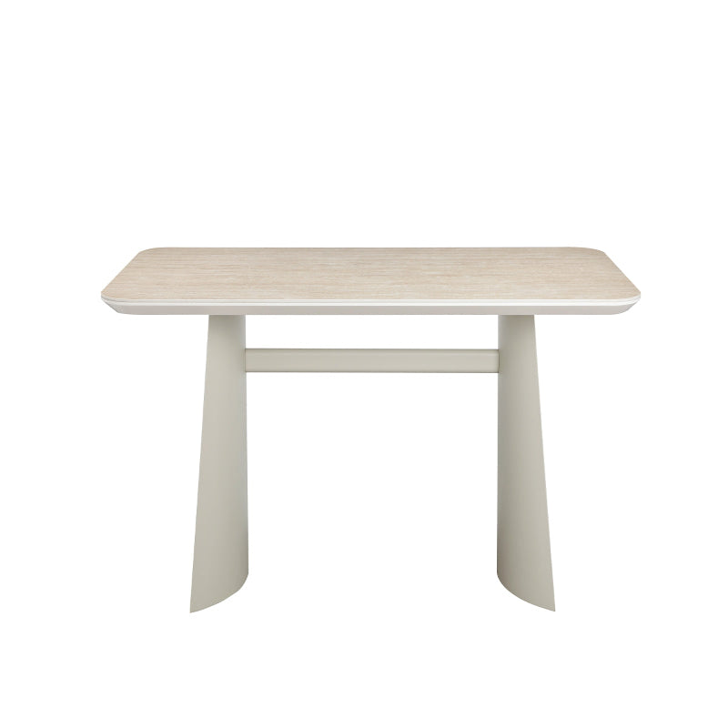 Itska ceramic top dining table with travertine finish and light grey base, modern rectangular dining table for contemporary dining room