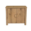 Front view of the Jasper small sideboard featuring natural oak wood construction and two cabinet doors with large circular integrated handles