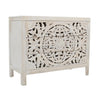 Alternate three-quarter view emphasizing the low-profile silhouette and the elegant continuity of the carved facade