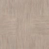 Close-up macro shot focusing on the textured light grey oak finish and the natural vertical wood grain of the pedestal base