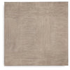 Direct overhead view showcasing the unique parquetry-style wood grain patterns on the square tabletop surface