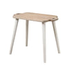 Front perspective view of the Juliet side table featuring a rectangular tray-style top and tapered white-washed legs