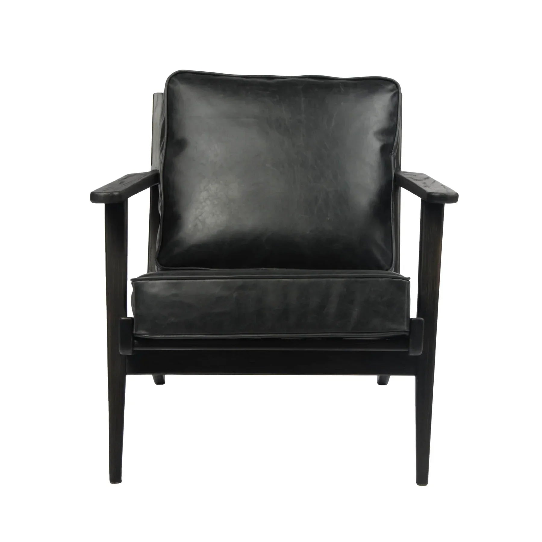 Junior arm chair in black leather angled view