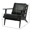 Junior arm chair in black leather with dimensions