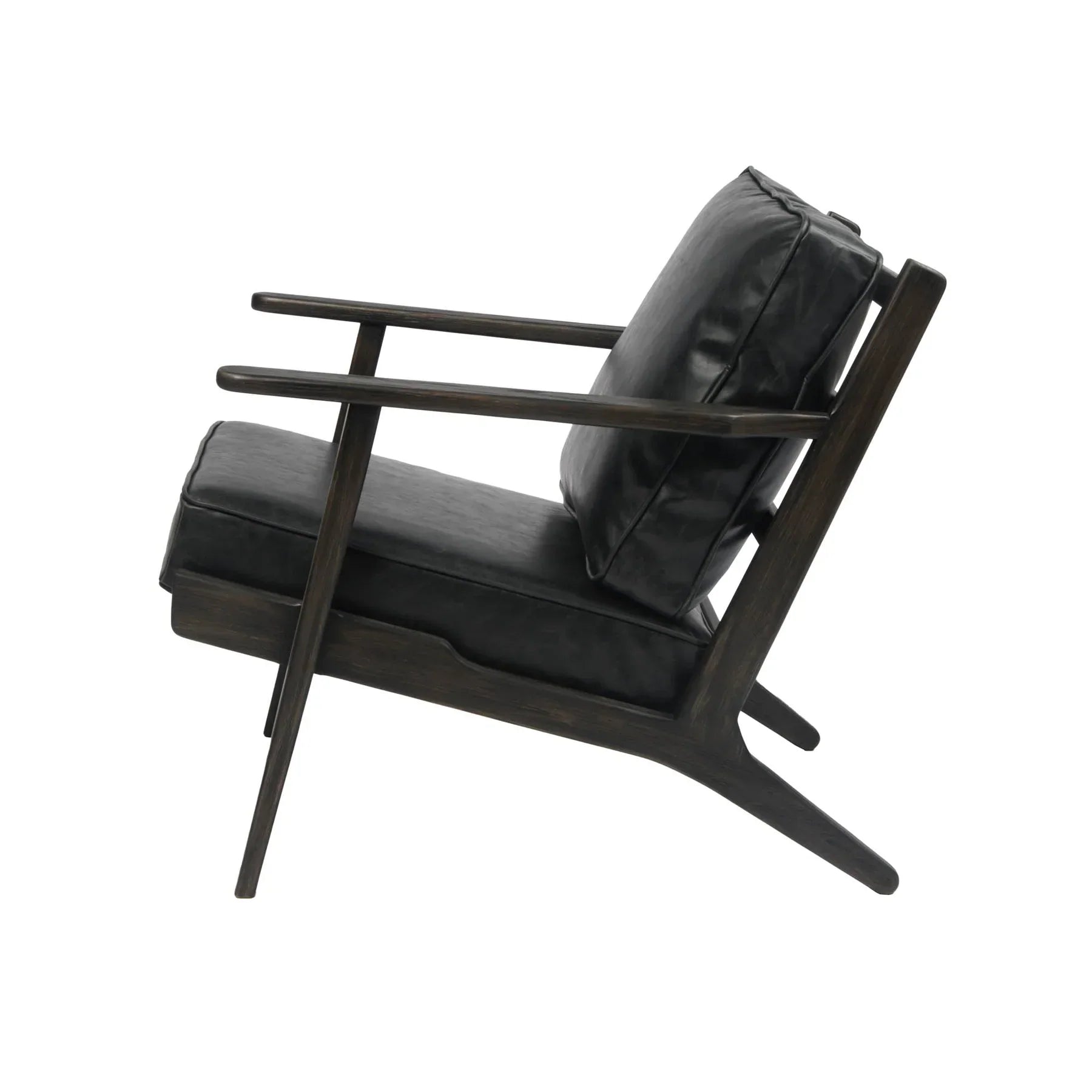 Junior arm chair in black leather side view