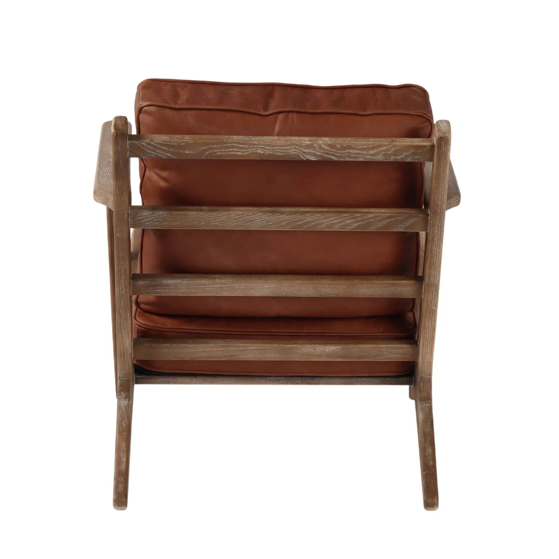 Junior arm chair in brown leather back view
