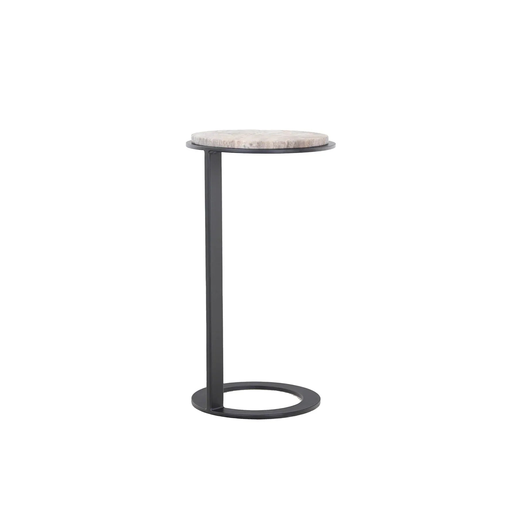 Side profile view demonstrating the functional cantilevered frame designed to slide easily under a sofa or chair