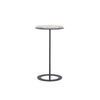 Straight-on front view showcasing the architectural minimalist silhouette and the circular black metal base