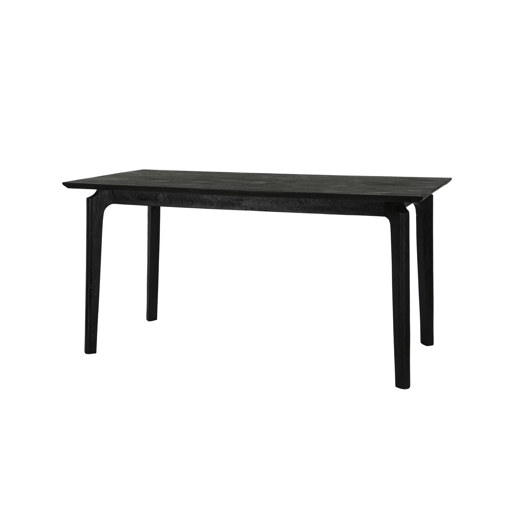Front view of the Kenzo dining table in a light natural mango wood finish featuring a minimalist rectangular top and rounded tapered legs