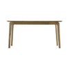 Front view of the Kenzo dining table in a light natural mango wood finish featuring a minimalist rectangular top and rounded tapered legs