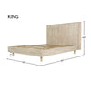 Perspective line drawing of the king-size Oasis bed frame indicating height and length dimensions