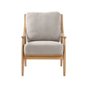 Kinsley club chair with light linen cushions and natural wood frame front view