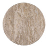 Top-down view showcasing the circular marble surface and its unique natural grey and tan veining patterns