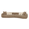 Front view of Klint curved bouclé sectional sofa in taupe