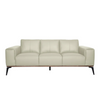 Kreska genuine leather sofa in cream color front view with slim metal legs