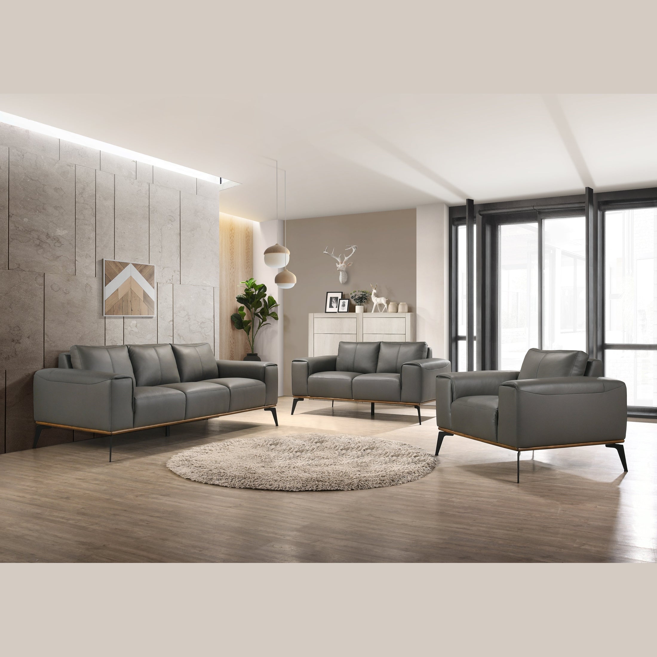 Kreska Genuine Leather Accent Chair