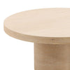 Close-up shot focusing on the smooth light oak wood grain and the rounded edges of the Kyrell coffee table