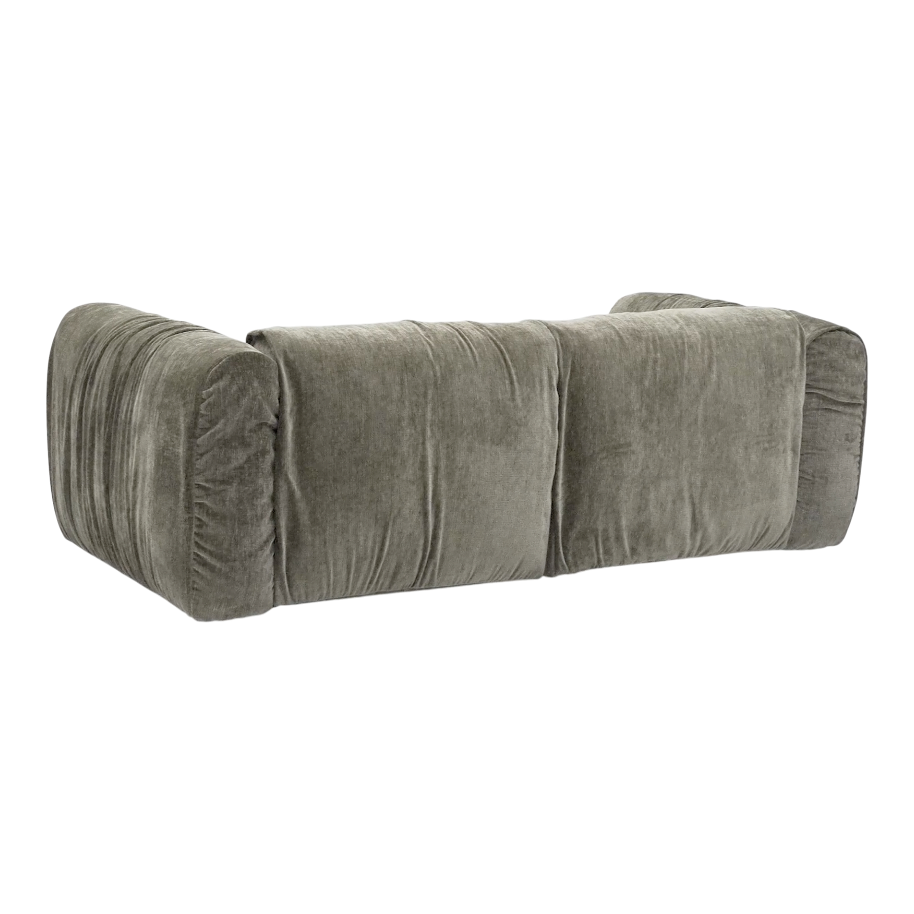Front view of the Larvik modular 2-seater sofa in moss green corduroy