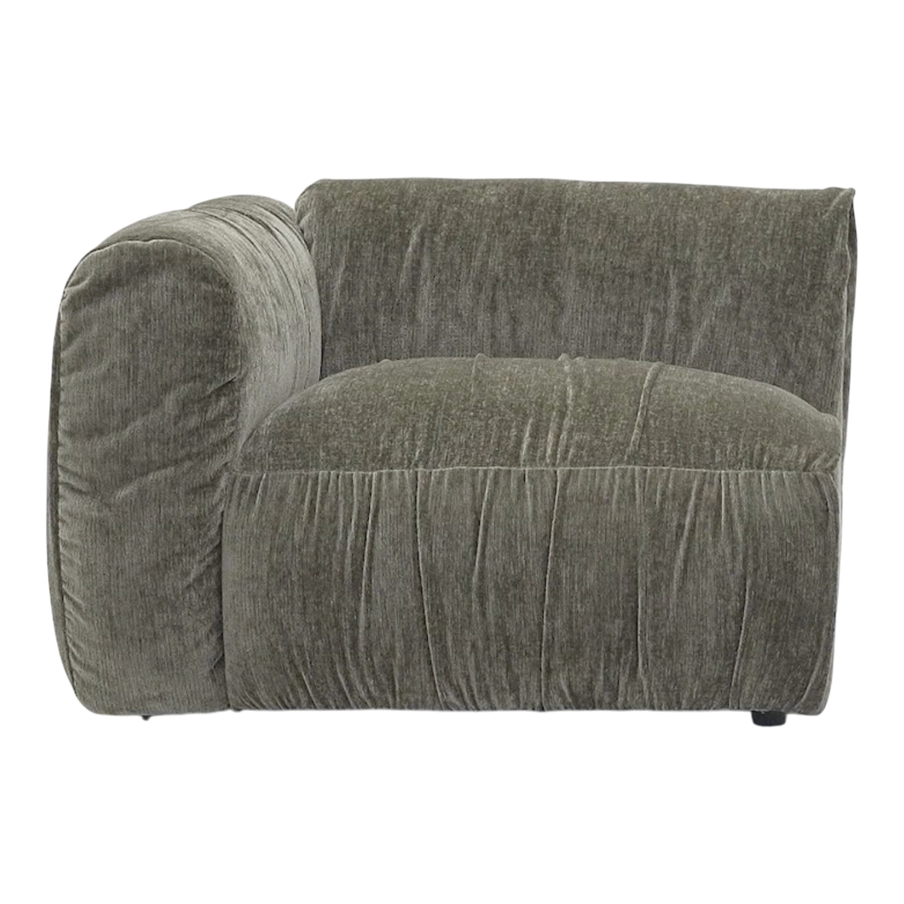 Front view of the Larvik modular 2-seater sofa in moss green corduroy