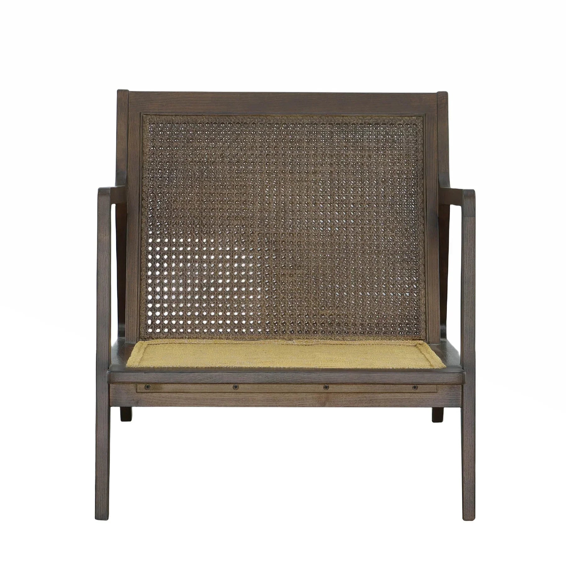 Front view of the blue Lawrence chair frame without the seat cushion