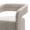 Curved backrest detail of Leif accent chair